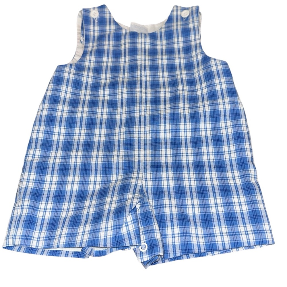 Vintage Kelly’s Kids Baby Romper Blue Plaid‎ One-Piece 12 Months Lined